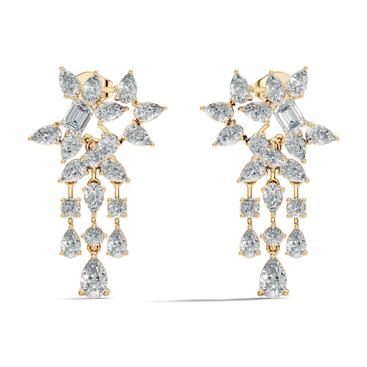 3.42 Carat Lab-Grown Pear & Round Diamond Cluster Earrings for Women Perfect Party Wear