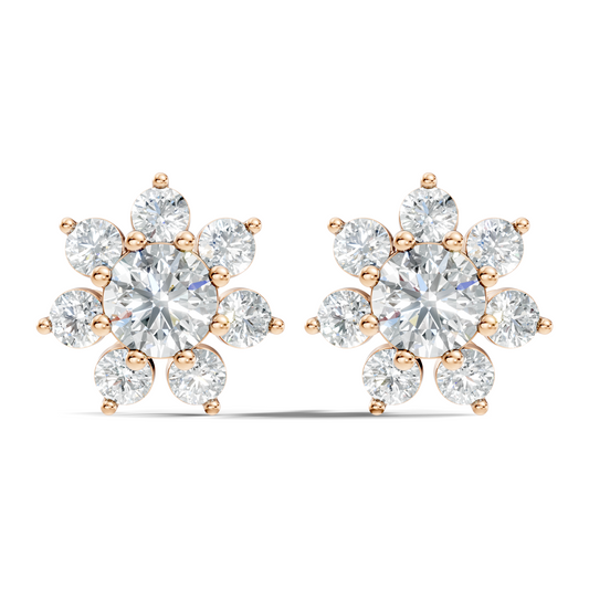 Round Cut Diamond Vintage Stacking  Antique Dainty Stud Earring Gift For Women's