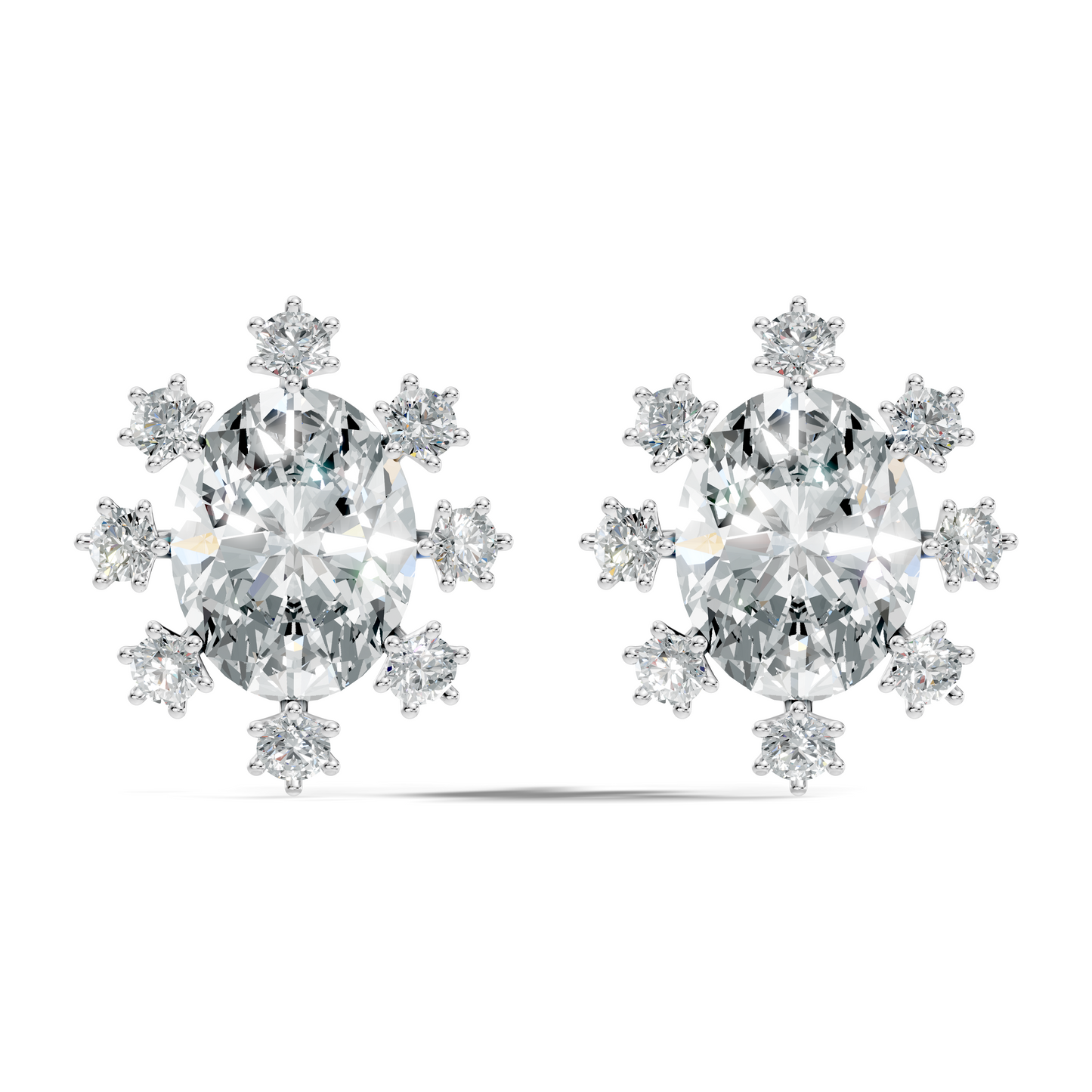 Oval & Round Shapes 4.51 Ct Lab Grown Diamond Esthetic New Style Studs Diamond Earrings For Women