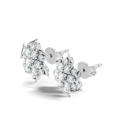 Round Shape 1.24 Ct Lab Grown & Natural Diamond 14k Solid Gold Elegance Vintage Engagement Earring For Women