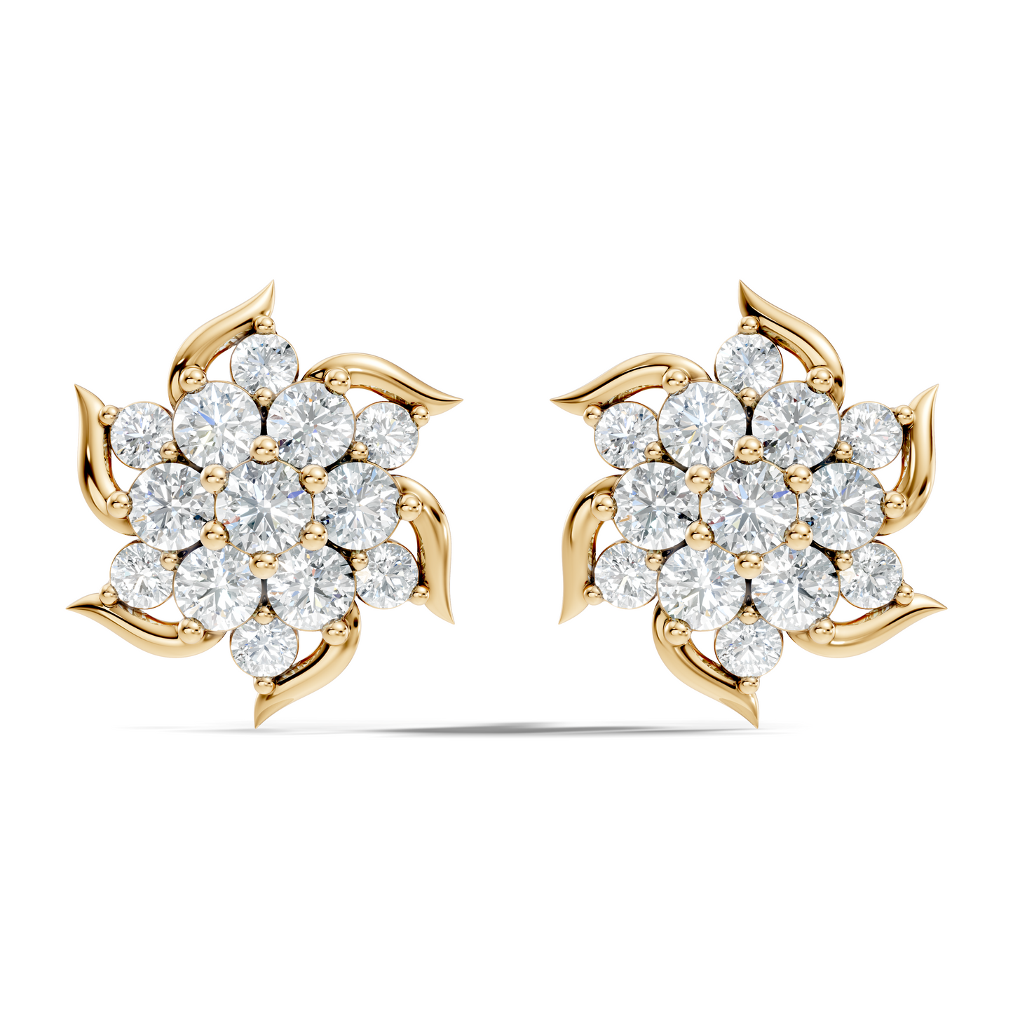 Round Shape 1.24 Ct Lab Grown & Natural Diamond 14k Solid Gold Elegance Vintage Engagement Earring For Women