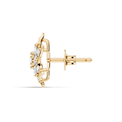 Round Shape 1.24 Ct Lab Grown & Natural Diamond 14k Solid Gold Elegance Vintage Engagement Earring For Women