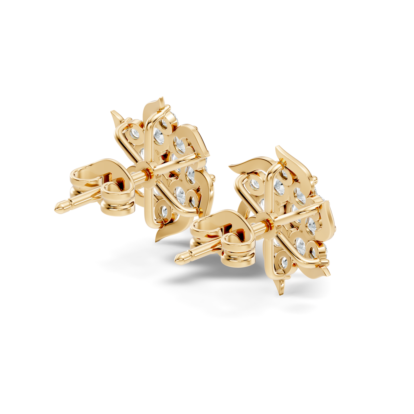 Round Shape 1.24 Ct Lab Grown & Natural Diamond 14k Solid Gold Elegance Vintage Engagement Earring For Women