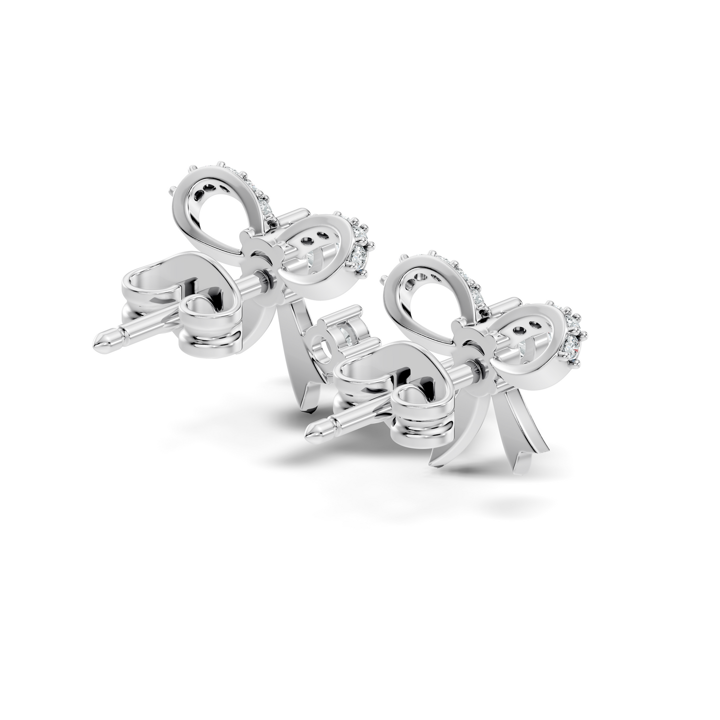 Elegance Round Shape Natural & Lab Grown Diamond Dazzling Copy Ribbon Type Girl Diamond Earring