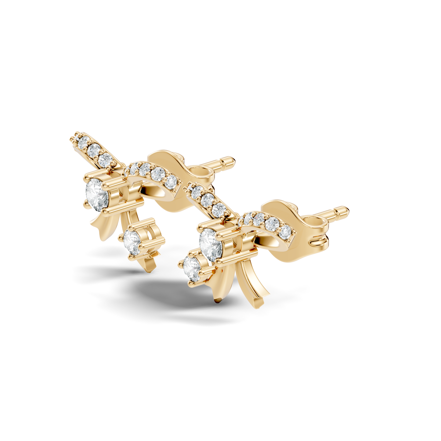 Elegance Round Shape Natural & Lab Grown Diamond Dazzling Copy Ribbon Type Girl Diamond Earring