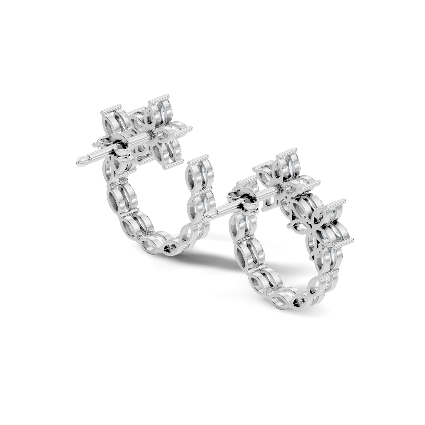 Elegant Marquise Shaped Diamond  Earring Vintage Floral Stud Perfect Gift For Womens