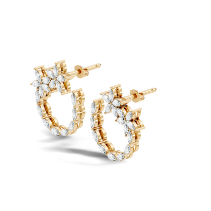 Elegant Marquise Shaped Diamond  Earring Vintage Floral Stud Perfect Gift For Womens