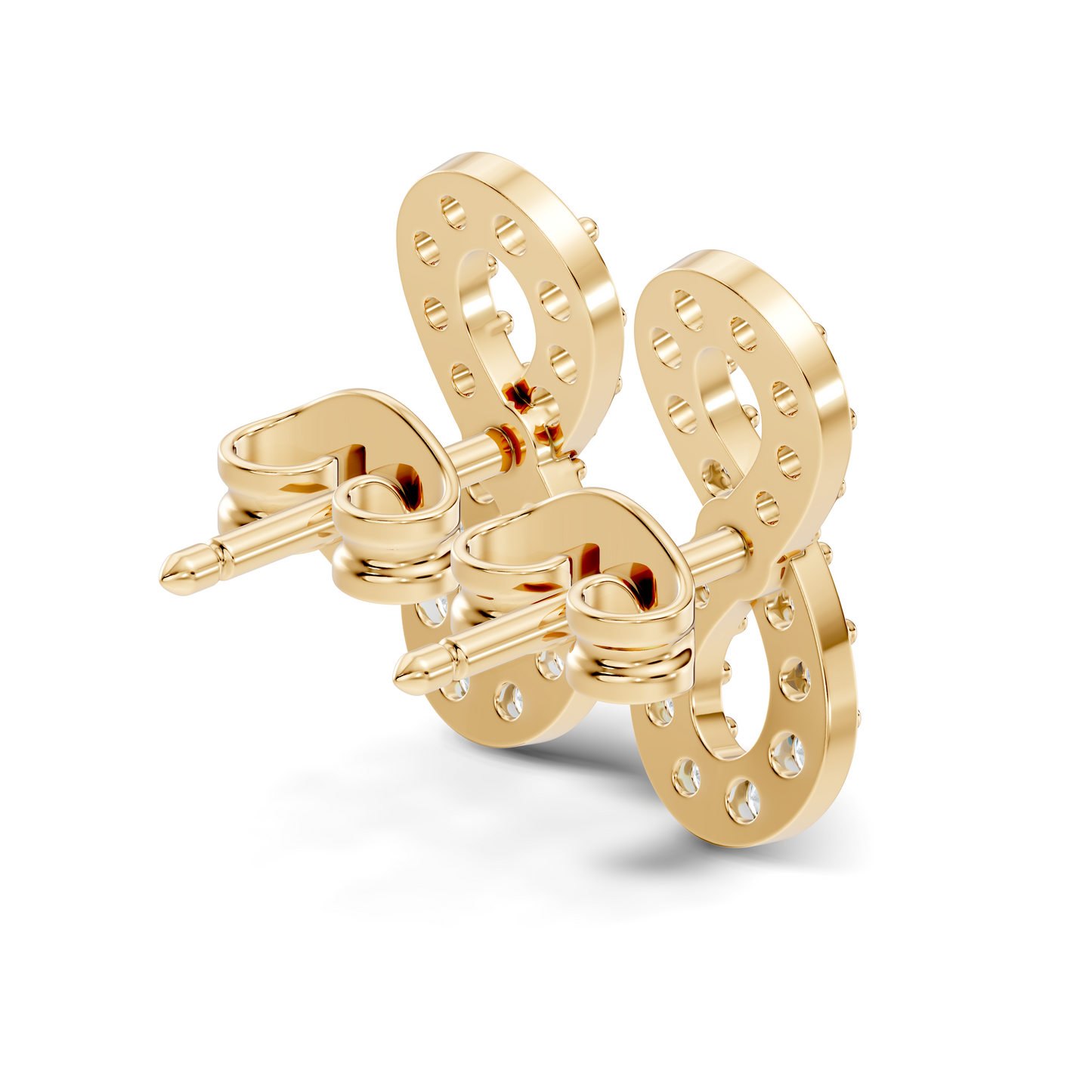 Round Shape Natural & lab grown Diamond 14k Solid Gold Shinning Unique New Studs Earrings For Weeding Wear