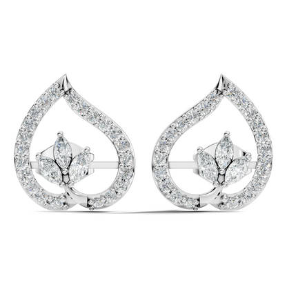 Marquise & Round Shape Natural & Lab Grown Diamond Stunning New Style Earrings For Girl