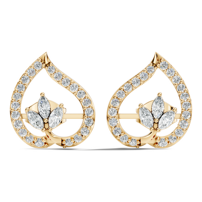 Marquise & Round Shape Natural & Lab Grown Diamond Stunning New Style Earrings For Girl