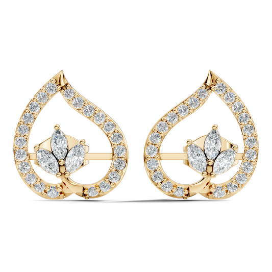 Marquise & Round Shape Natural & Lab Grown Diamond Stunning New Style Earrings For Girl