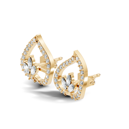 Marquise & Round Shape Natural & Lab Grown Diamond Stunning New Style Earrings For Girl