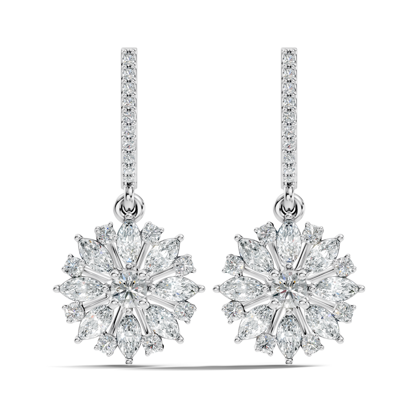 Round & Marquise Shape 2.14 Ct Lab Grown & Natural Diamond Staking Sparkling Diamond Earrings