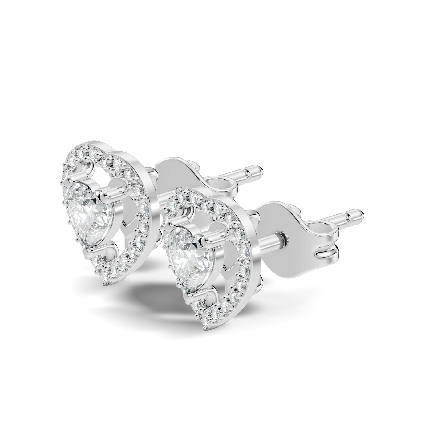 Round & Heart Shape Lab Grown Diamond 10k Solid Rose Gold Unique Diamond Earrings Anniversary Gift For Women