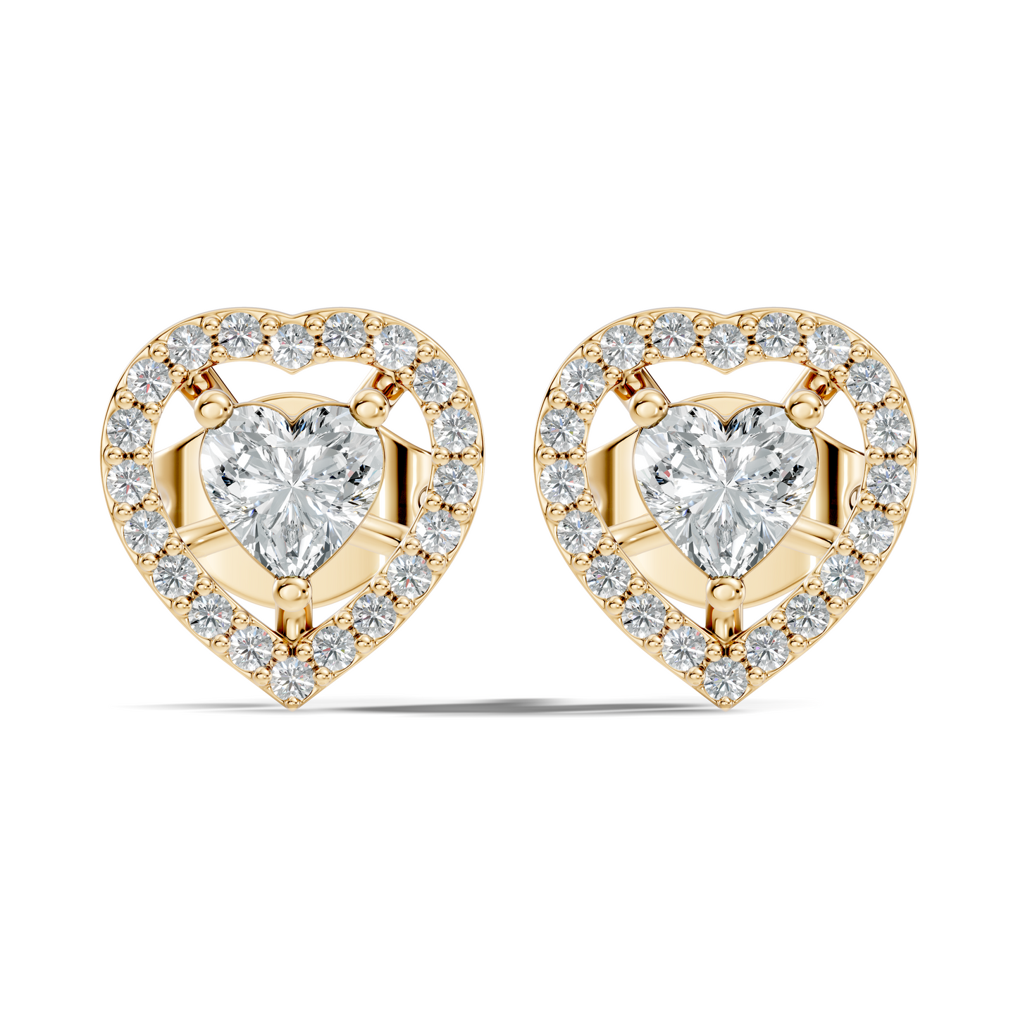 Round & Heart Shape Lab Grown Diamond 10k Solid Rose Gold Unique Diamond Earrings Anniversary Gift For Women