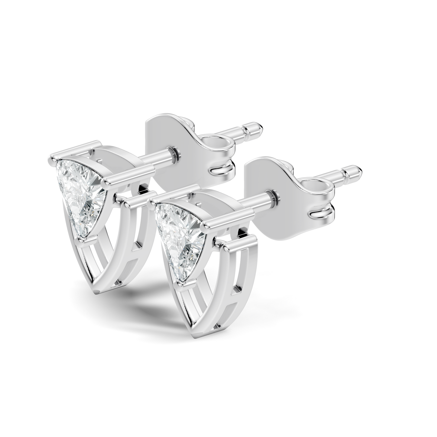 Trillion Cut Lab Grown Diamond 14k Solid White Gold Classic Affordable Diamond Earrings For Her