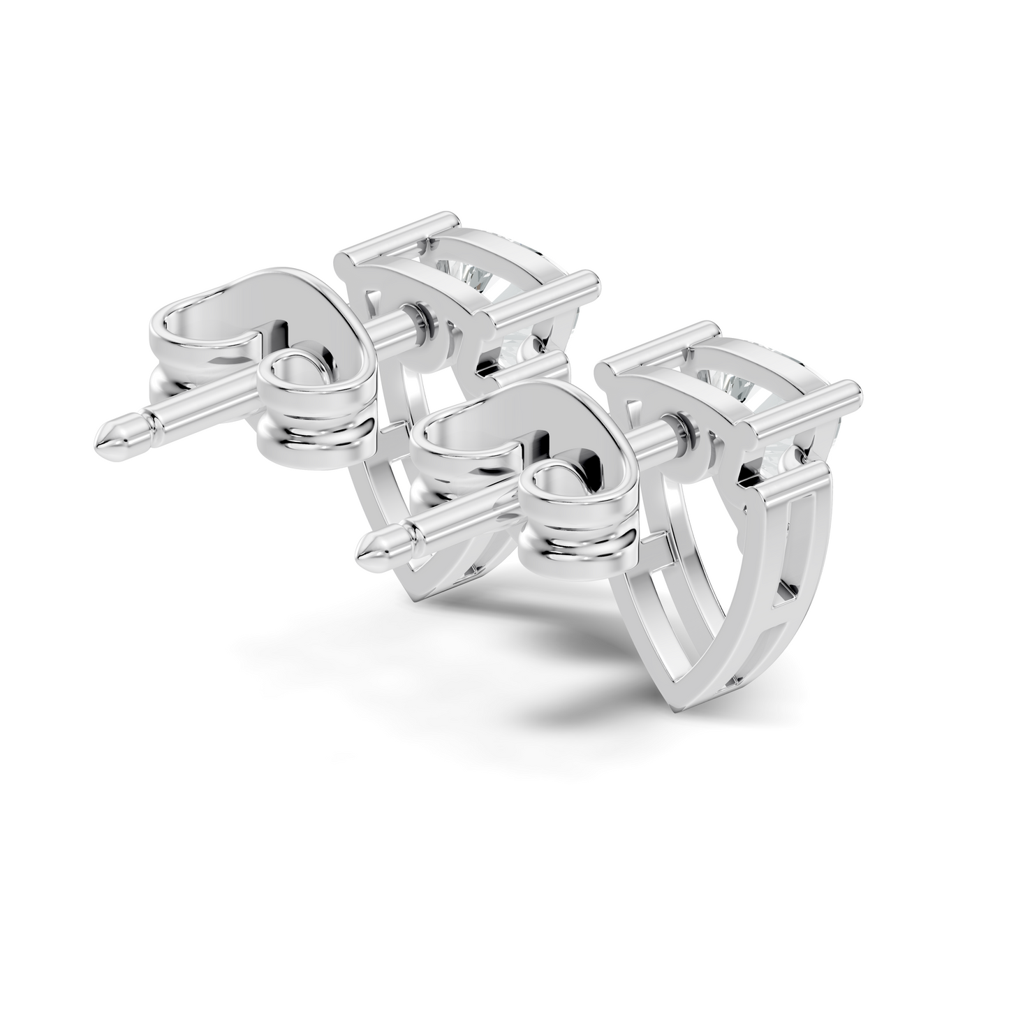 Trillion Cut Lab Grown Diamond 14k Solid White Gold Classic Affordable Diamond Earrings For Her