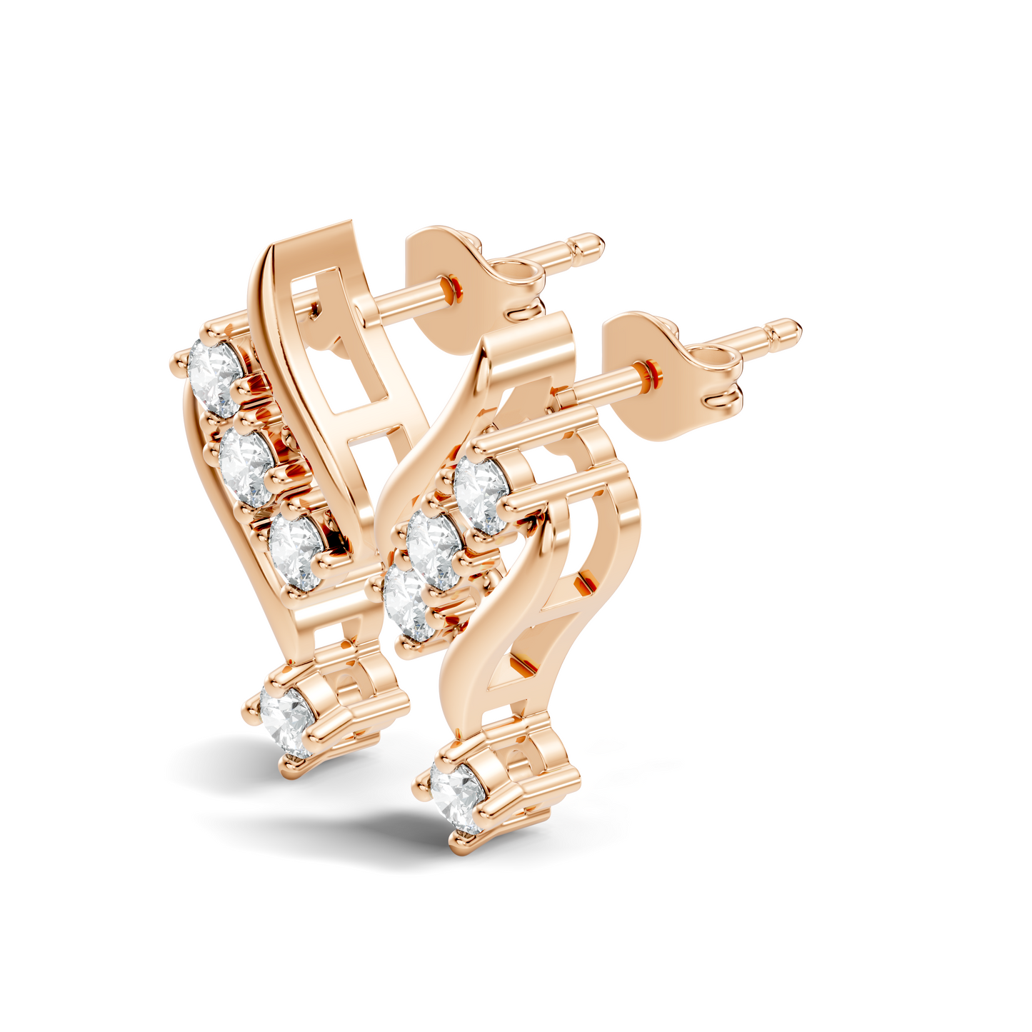 Round Shapes Lab Grown Diamond 18k Solid Gold Shiny Vintage Diamond Earrings For Birthday