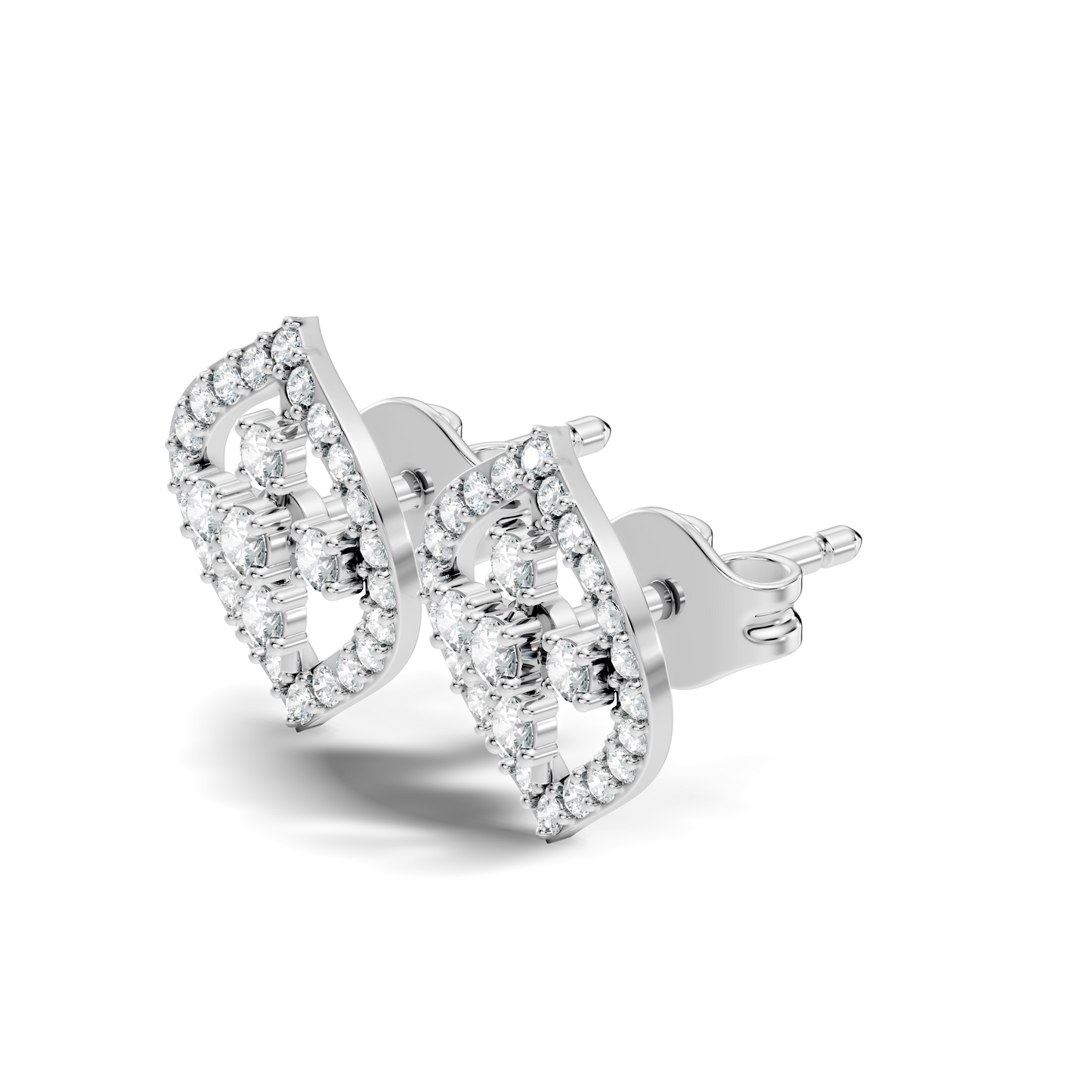 10k Solid White Gold Round Shape Lab Grown & Natural Diamond New Every Sparkle Diamond Earrings For Her