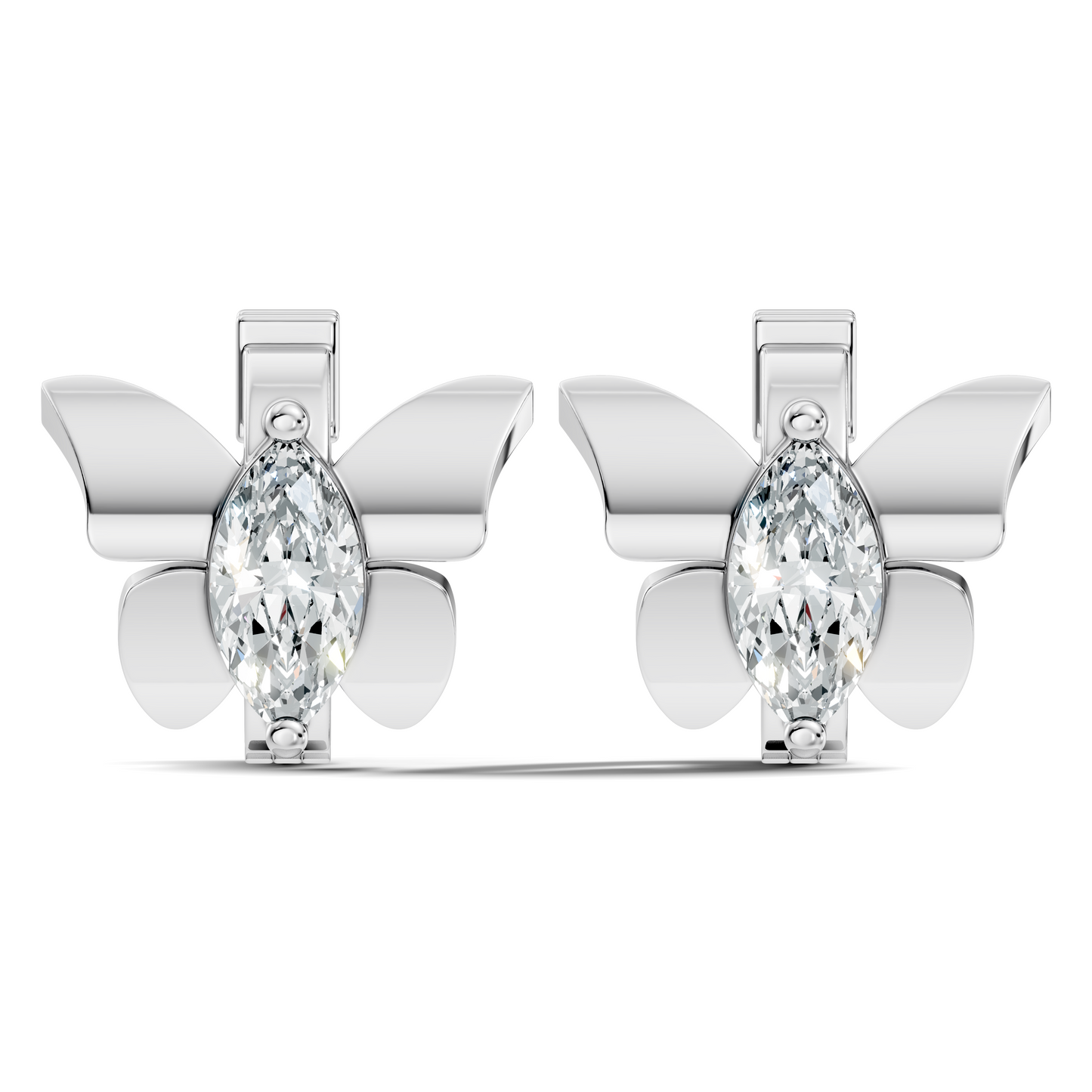 Marquise Cut Lab Grown Diamond Solitaire 14k Solid Gold Butterfly Stud Earring For Women