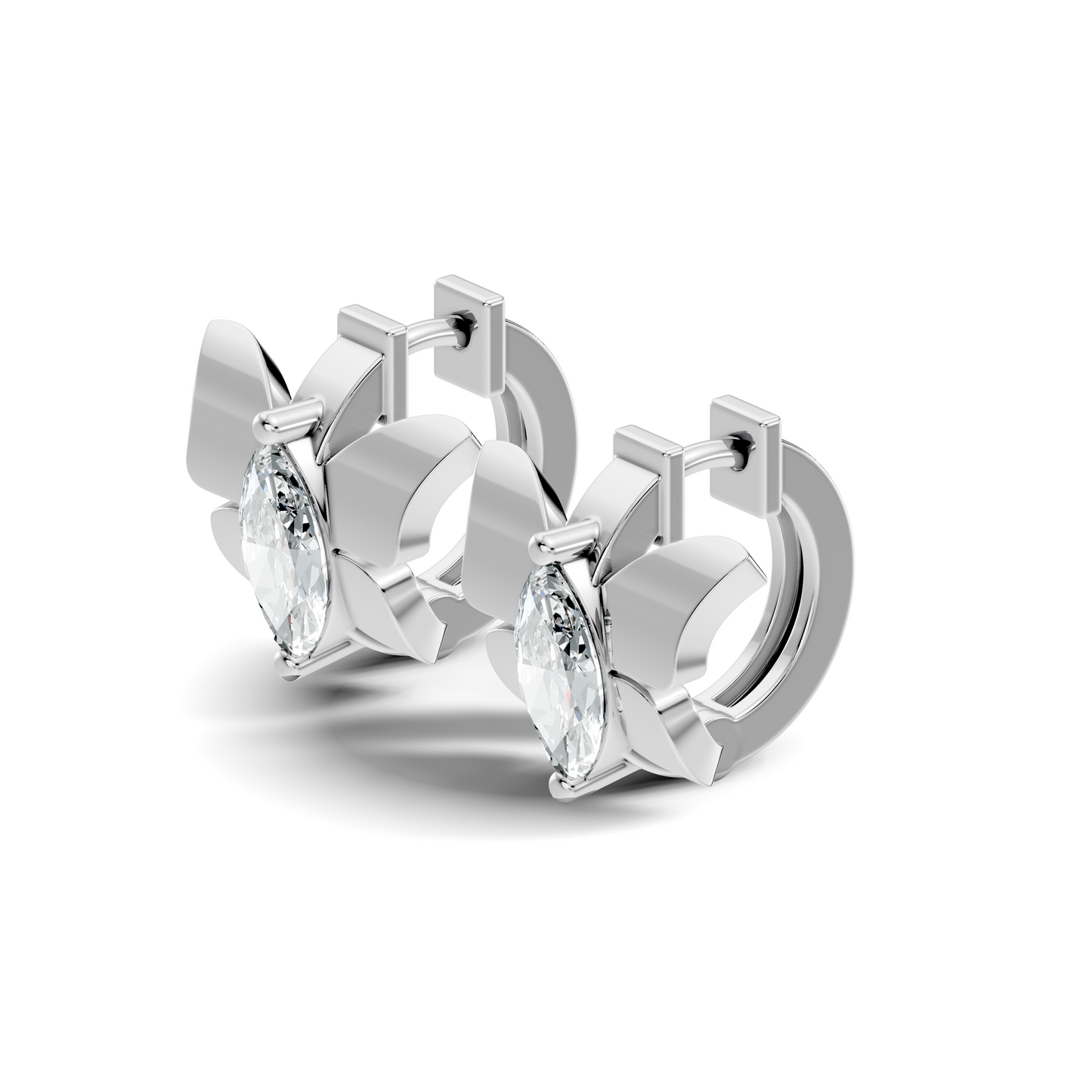 Marquise Cut Lab Grown Diamond Solitaire 14k Solid Gold Butterfly Stud Earring For Women