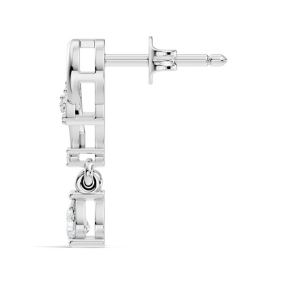 18k Solid White Gold Pear & Round Shape lab Grown Diamond Daily Wear Women Stunning Diamond Earrings