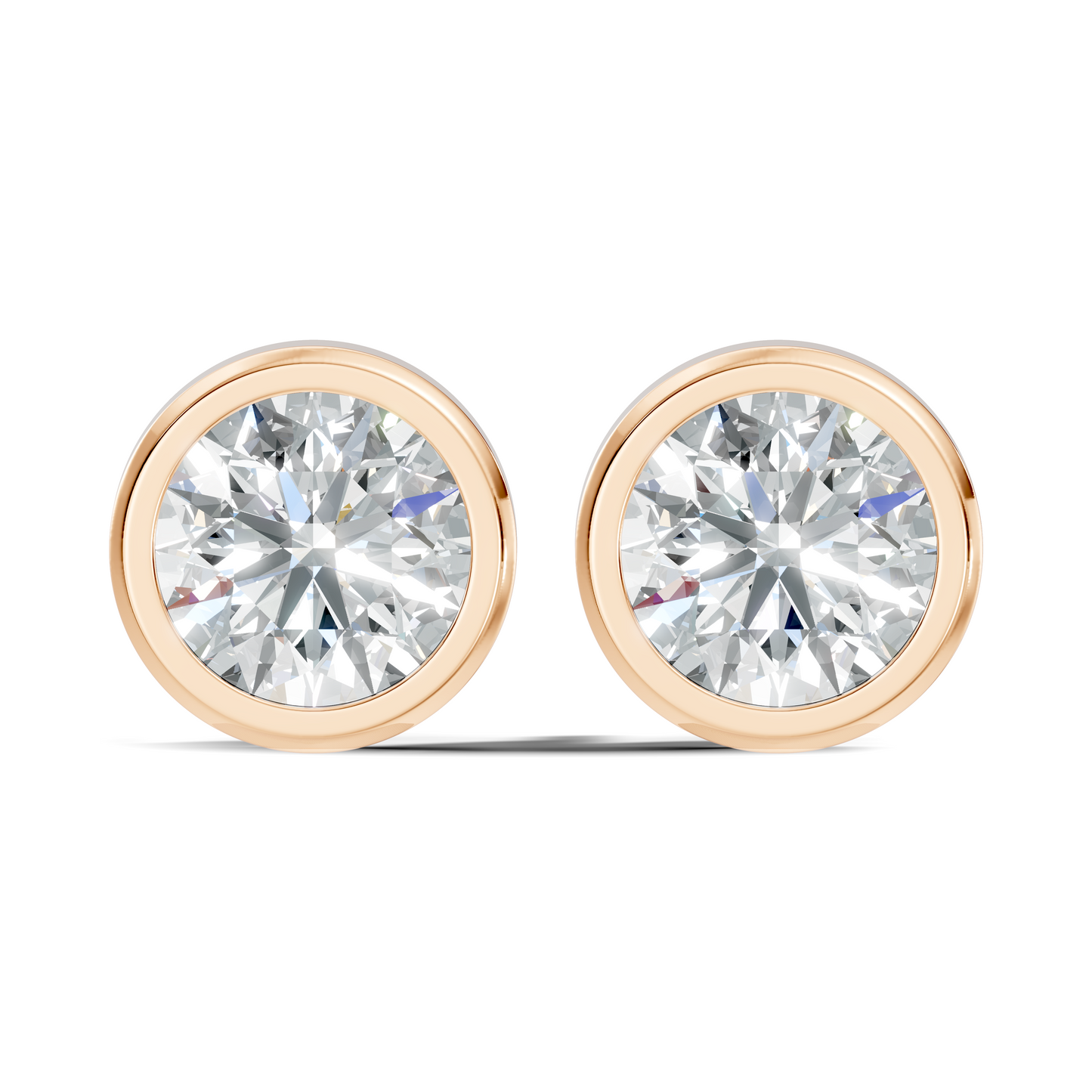 Round Shape Lab Grown Diamond 10k Solid Gold Diamond Earrings For New Party Wear Look For Women