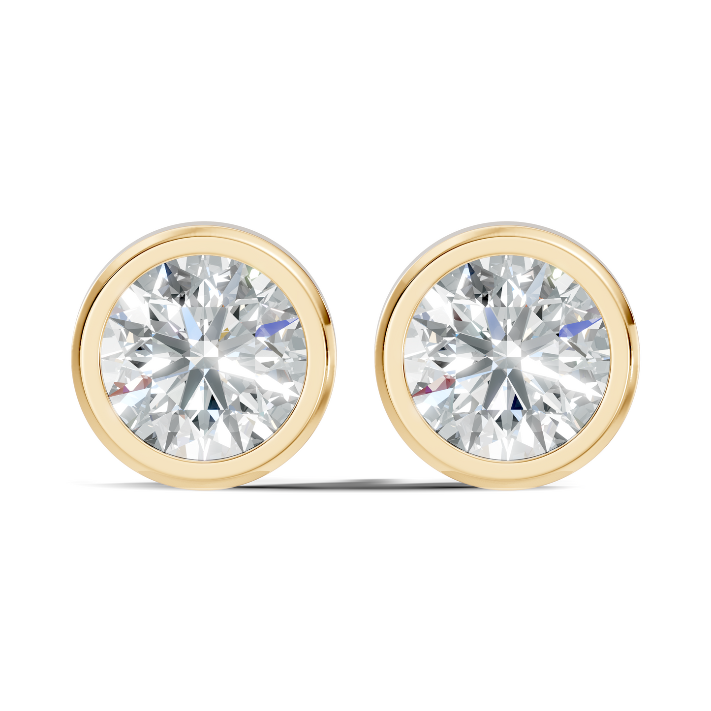 Round Shape Lab Grown Diamond 10k Solid Gold Diamond Earrings For New Party Wear Look For Women