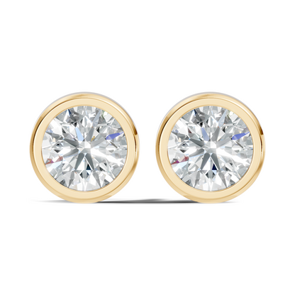 Round Shape Lab Grown Diamond 10k Solid Gold Diamond Earrings For New Party Wear Look For Women