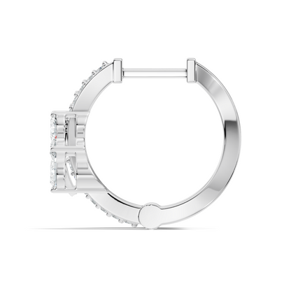 Pear Cut Labgrown Diamond Wedding Studs Halo Hoop Earring Gift for Women's In 14K Gold