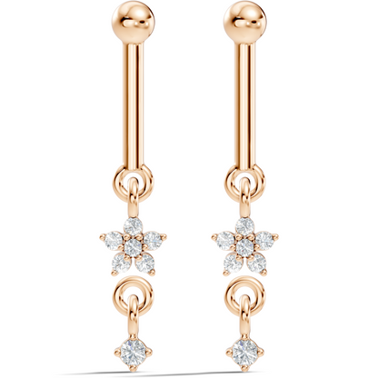 18k Solid Gold Round Shape Natural & Lab Grown Diamond New Classic Studs Women Diamond Earrings