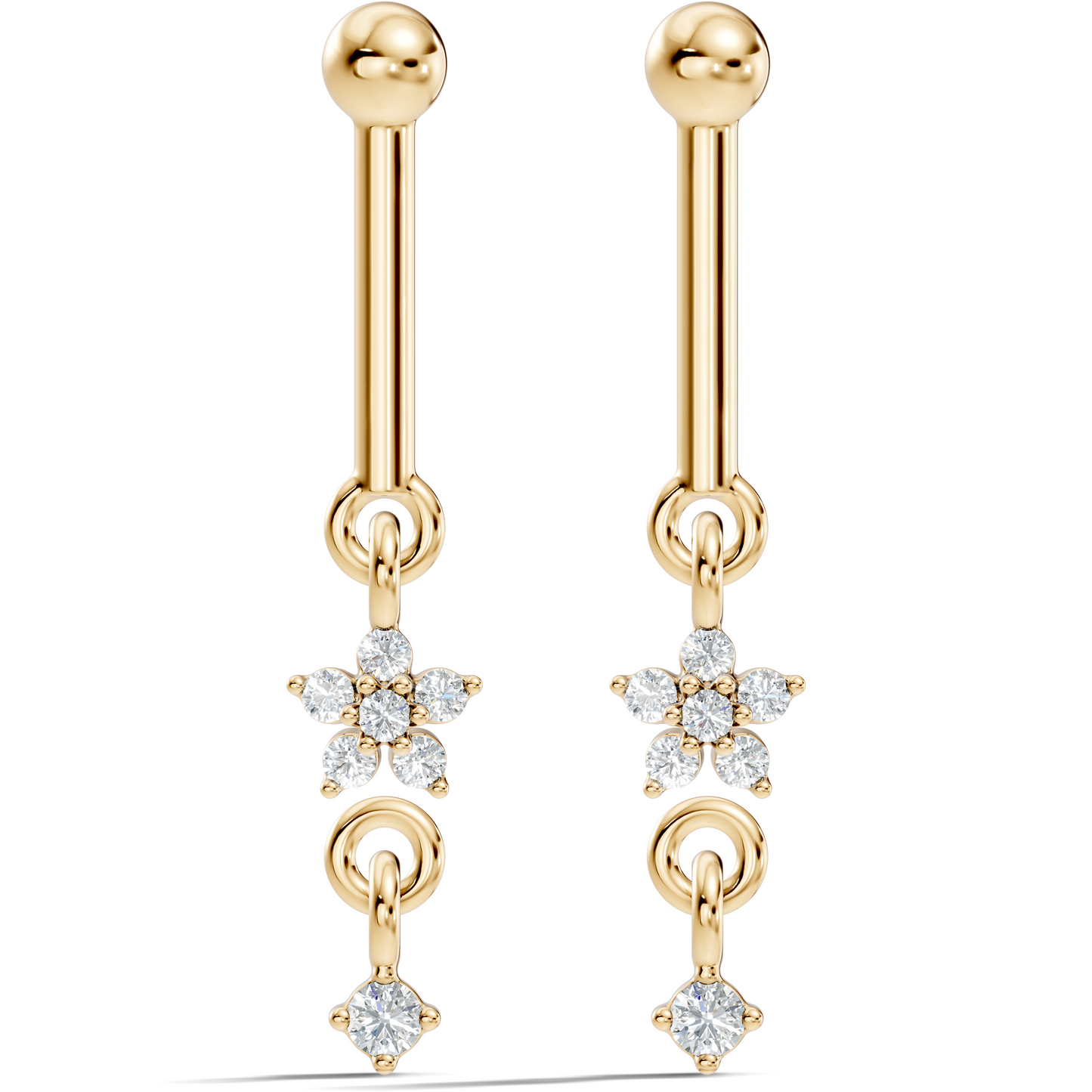 18k Solid Gold Round Shape Natural & Lab Grown Diamond New Classic Studs Women Diamond Earrings