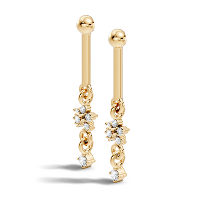 18k Solid Gold Round Shape Natural & Lab Grown Diamond New Classic Studs Women Diamond Earrings