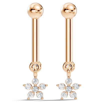 Round Shape Lab Grown & Natural Diamond 10k Solid Gold Very Classic shiny Earrings For Her