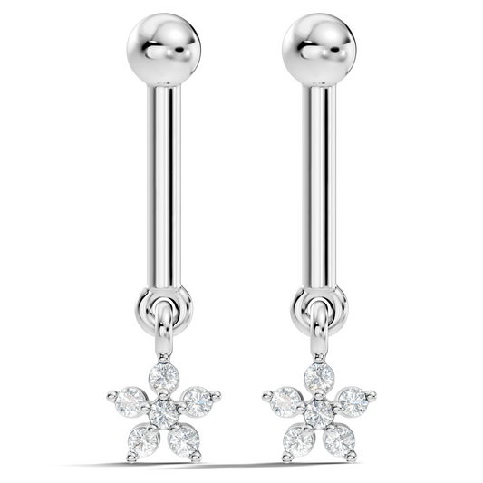 Round Shape Lab Grown & Natural Diamond 10k Solid Gold Very Classic shiny Earrings For Her