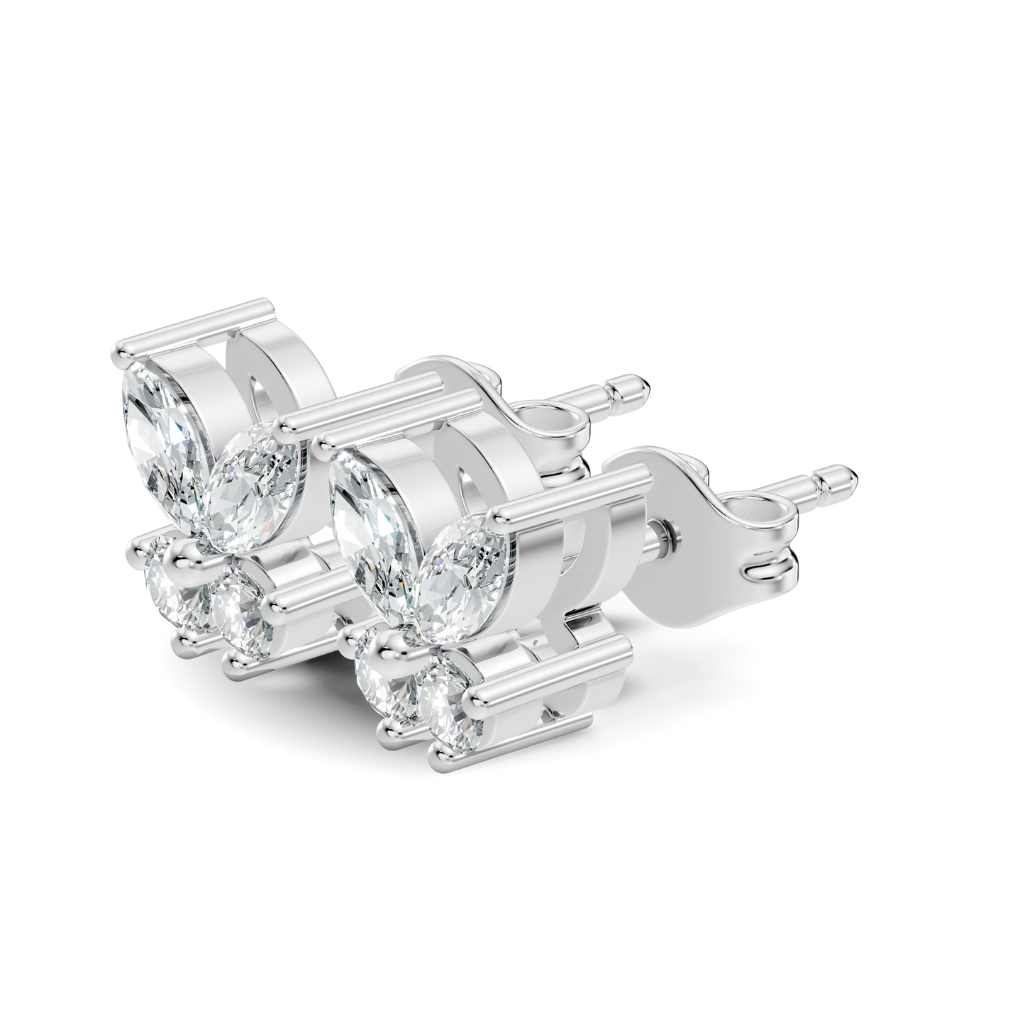 Stunning Marquise & Round Natural Diamond 14k Solid Gold Elegance Vintage Earrings For Birthday Gift