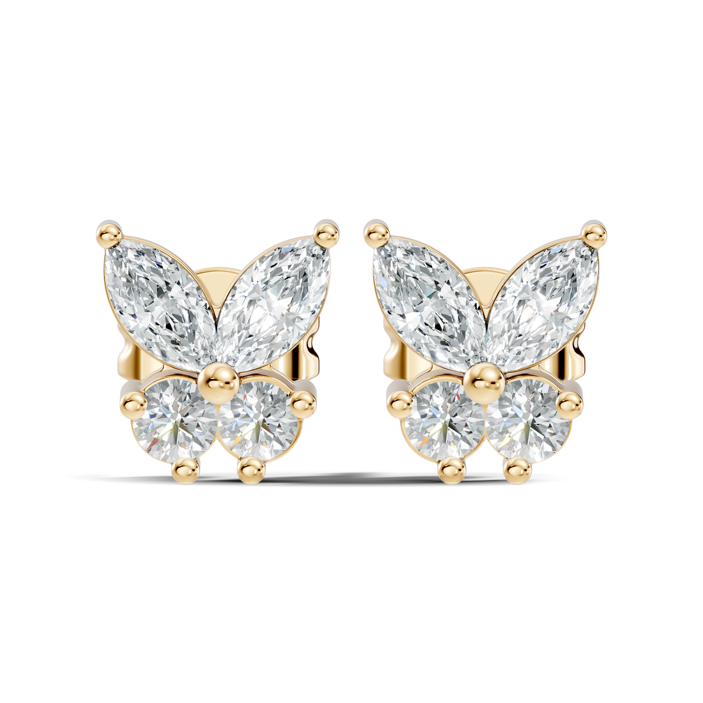 Stunning Marquise & Round Natural Diamond 14k Solid Gold Elegance Vintage Earrings For Birthday Gift