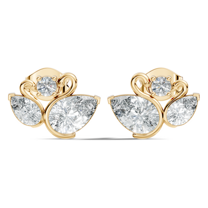 Round & Pear Shape 2.12 Ct Natural & Lab grown Diamond Occasionally Wear diamond Earrings for Women