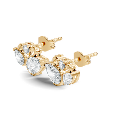 Round & Pear Shape 2.12 Ct Natural & Lab grown Diamond Occasionally Wear diamond Earrings for Women