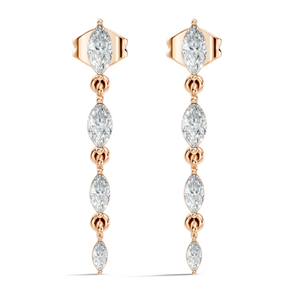 Marquise Cut Lab Grown & Natural Diamond Shinning 14k Solid New Style Women Diamond Earrings