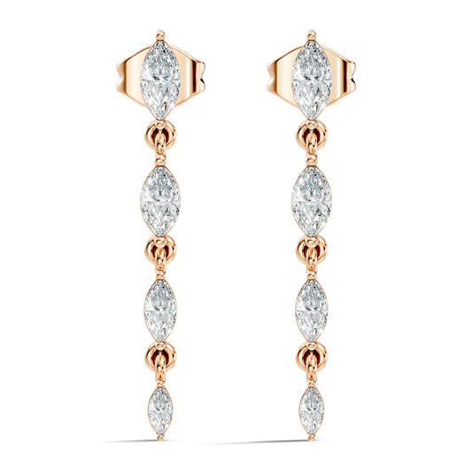 Marquise Cut Lab Grown & Natural Diamond Shinning 14k Solid New Style Women Diamond Earrings