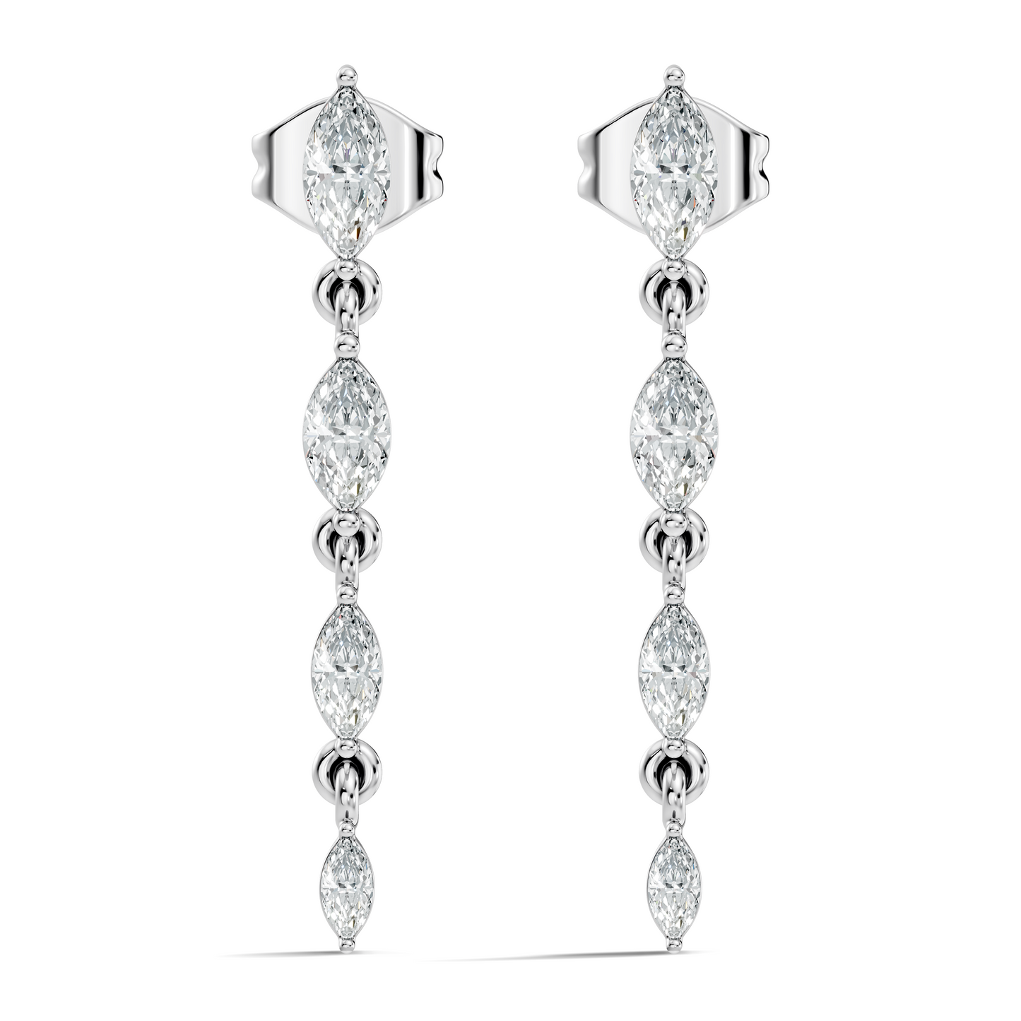 Marquise Cut Lab Grown & Natural Diamond Shinning 14k Solid New Style Women Diamond Earrings