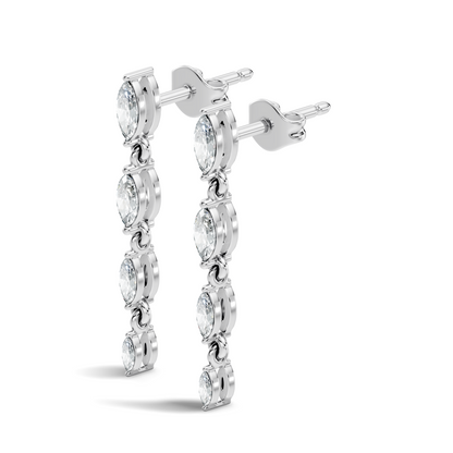 Marquise Cut Lab Grown & Natural Diamond Shinning 14k Solid New Style Women Diamond Earrings