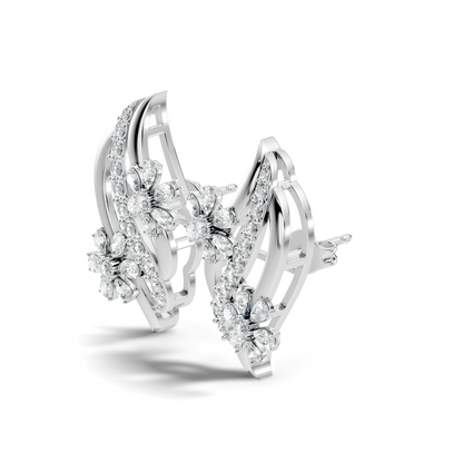 3.80 Ct Pear & Round Shapes Elegance Unique 18k Solid Gold Diamond Earrings For Her