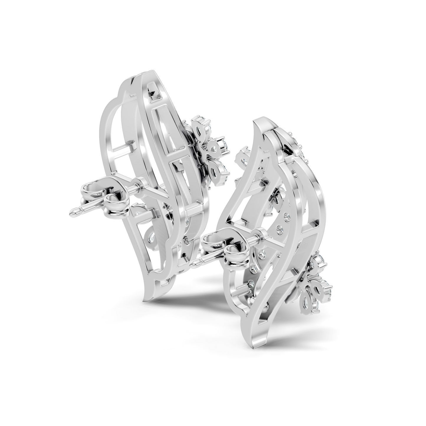 3.80 Ct Pear & Round Shapes Elegance Unique 18k Solid Gold Diamond Earrings For Her