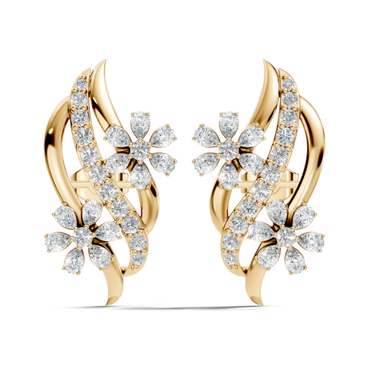 3.80 Ct Pear & Round Shapes Elegance Unique 18k Solid Gold Diamond Earrings For Her