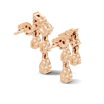 10k Solid White Gold Pear & Round Shape Diamond Earring Vintage Pear Drop Jewelry For Women