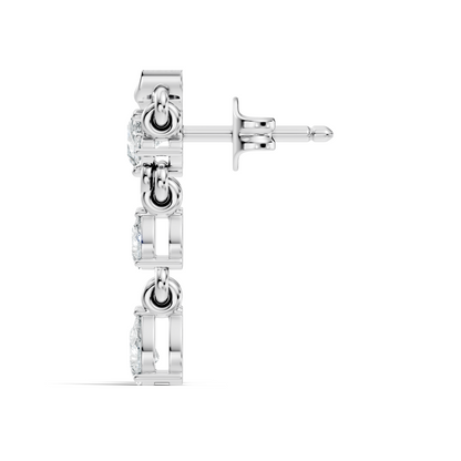 10k Solid White Gold Pear & Round Shape Diamond Earring Vintage Pear Drop Jewelry For Women