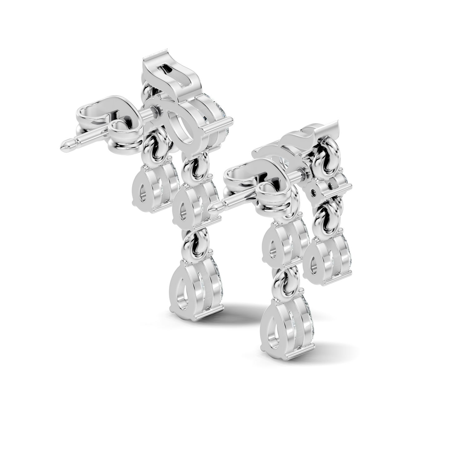 10k Solid White Gold Pear & Round Shape Diamond Earring Vintage Pear Drop Jewelry For Women