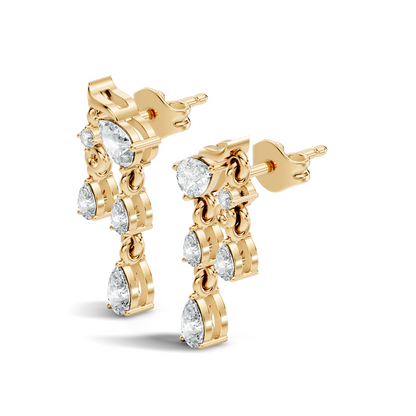 10k Solid White Gold Pear & Round Shape Diamond Earring Vintage Pear Drop Jewelry For Women